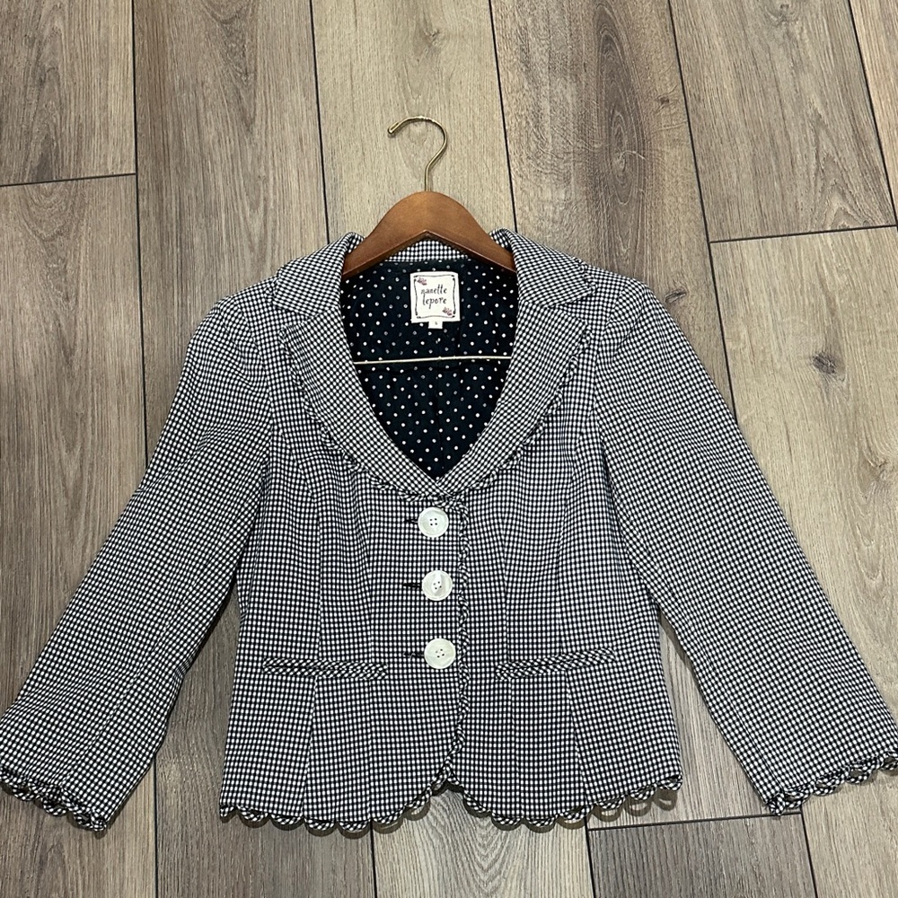 Nanette Lepore Black and White Houndstooth Blazer